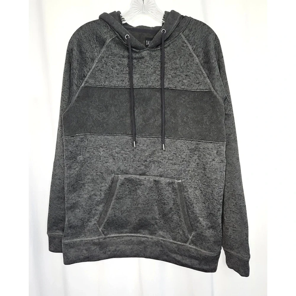 Caliville‎ Men's Heather Gray Fleece Pullover Hoodie w/ Kangaroo Pocket Size M